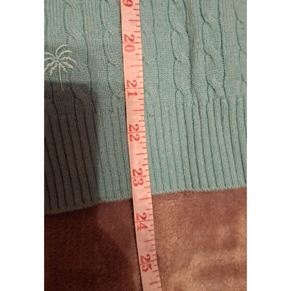 Lilly Pulitzer Vintage Cashmere Cable Knit Short Sleeve Sweater Blue Size Large - Picture 7 of 9